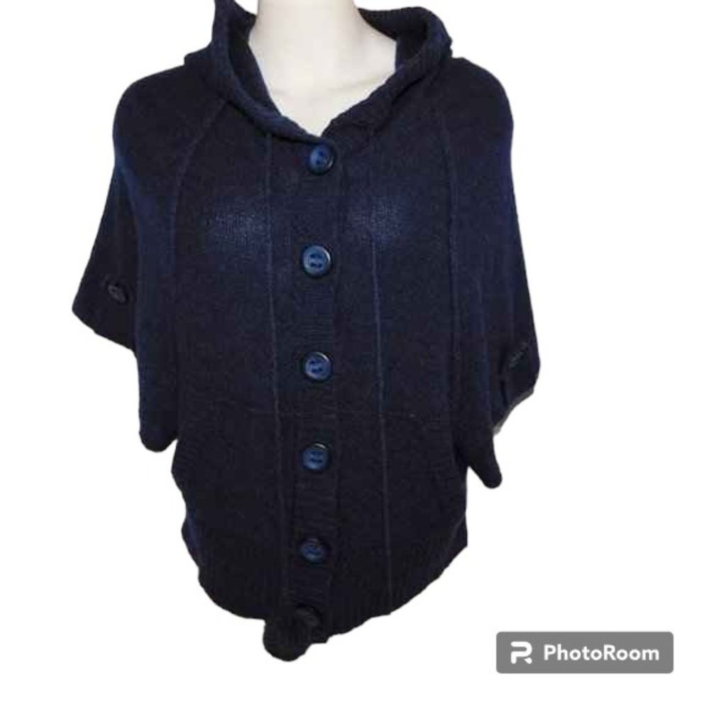 Anthropologie Kenji Lambswool Blend Hooded Sweater With Pompom's Large